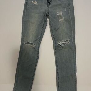 American Eagle Outfitters Distressed Skinny Jeans - Light Blue